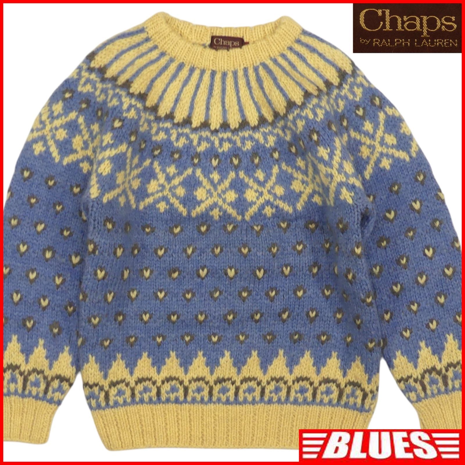 80s CHAPS ラルフローレン ノルディック柄 シェットランド ウール 