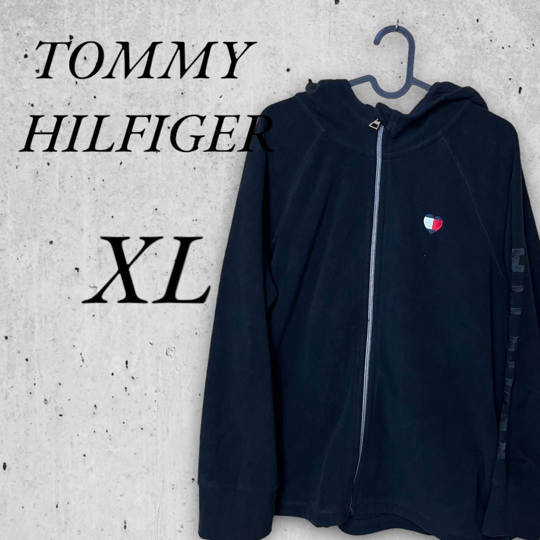 TOMMY HILFIGER トミーヒルフィガー フリース XL パーカー ブラック - メルカリ