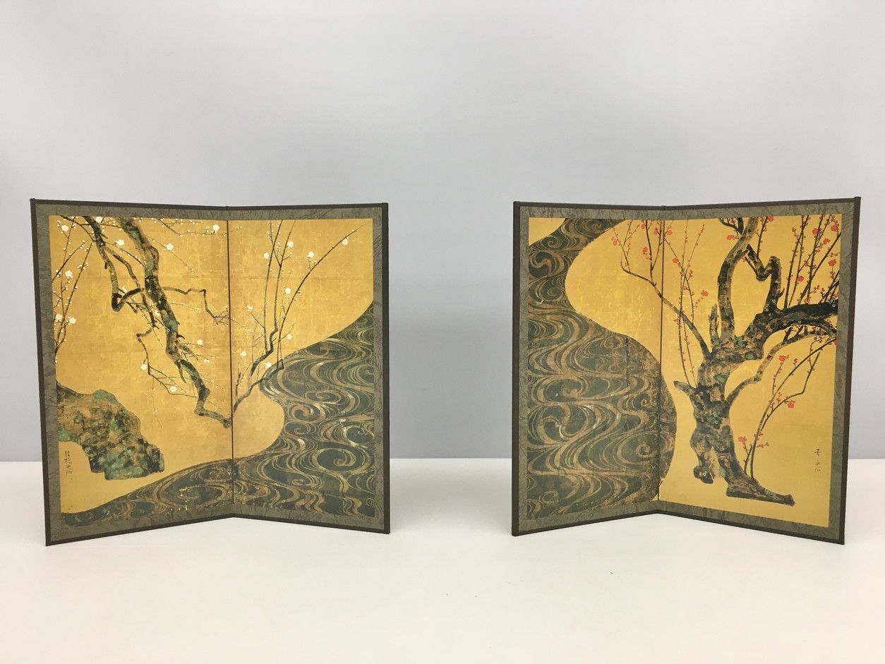 MOA美術館 ミニ屏風 国宝 紅白梅図 屏風 尾形光琳筆 美品