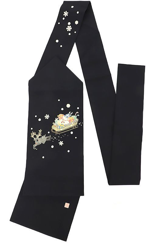 名古屋帯 正絹 十日町友禅 秀美 季節限定 染帯 クリスマス リース