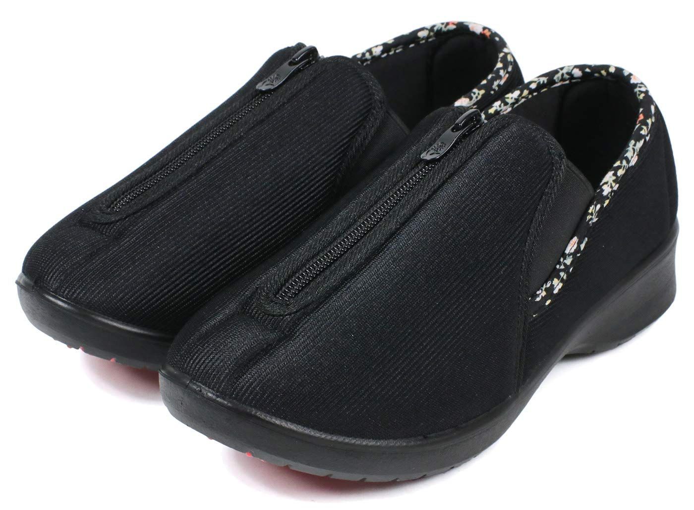 屋外 屋内 リハビリ サポート 転倒予防 ファスナー 女性 5e 履かせやすい 履きやすい 幅広 レディース 介護シューズ 軽量 [セレブル]