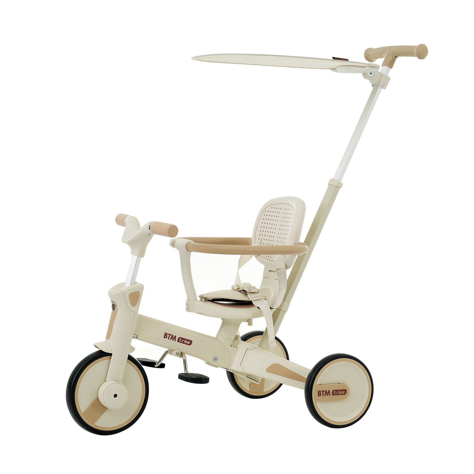 全新品 三輪車 ワンタッチ折りたたみ 高級 子供用三輪車（ベージュ 