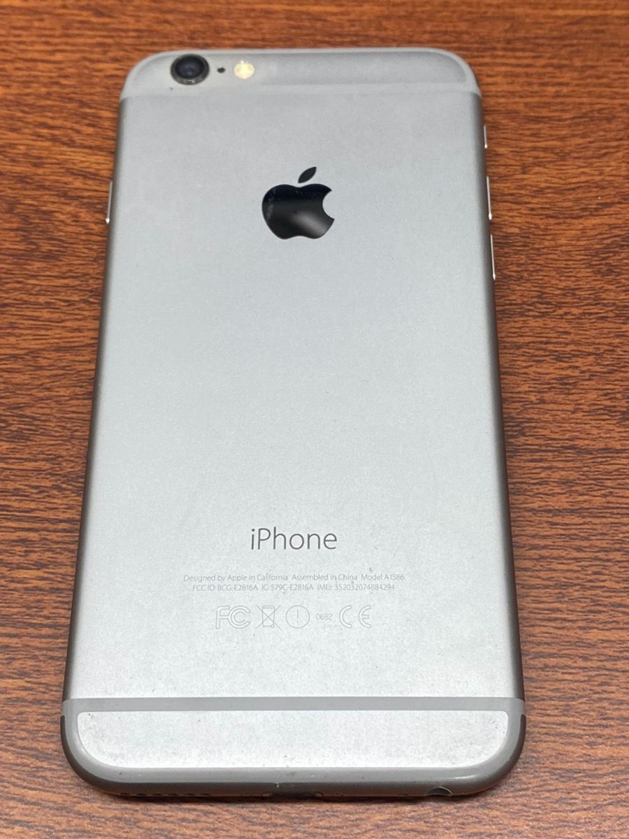 中古品】iPhone 6 64GB 新品バッテリー au 白ロム スペースグレイ 334 