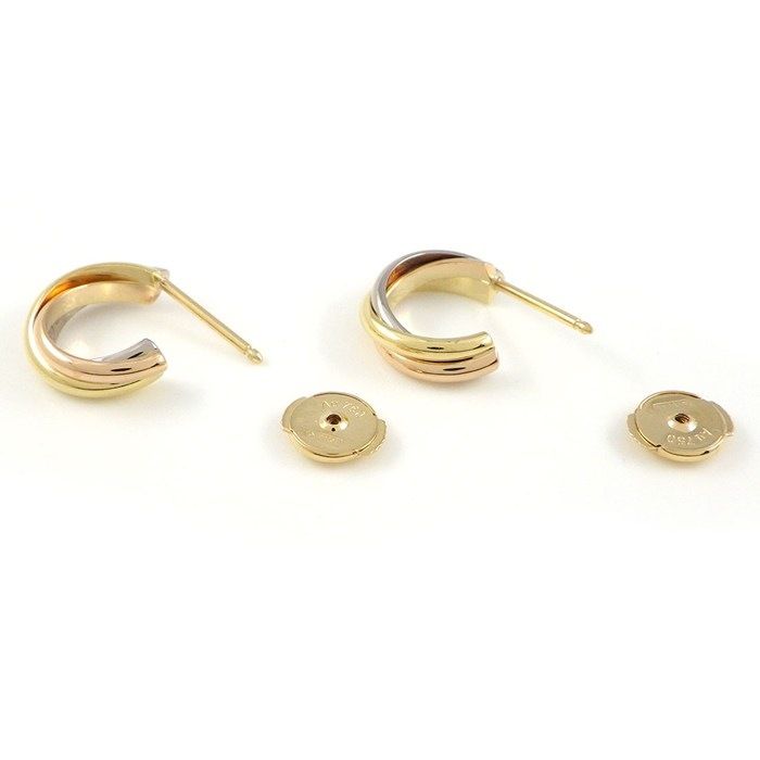 カルティエ Cartier ピアス トリニティ フープ スリーカラー K18PG  