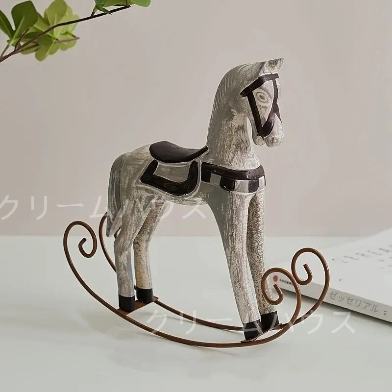 ロッキングホース 木馬オブジェ 木製 置物 馬 アンティーク