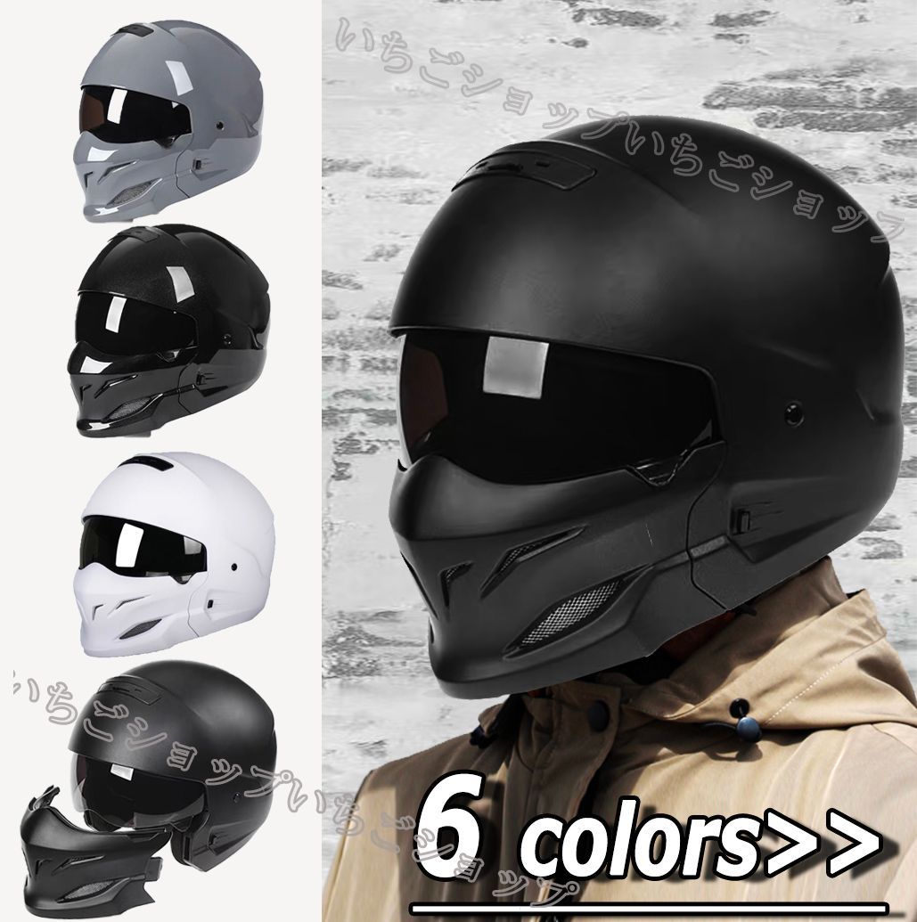 フルフェース バイクヘルメット レトロフルフェイスヘルメット 通気 耐衝撃　組合せ武士ヘルメット　DOT認証　5色 スコーピオンヘルメット
