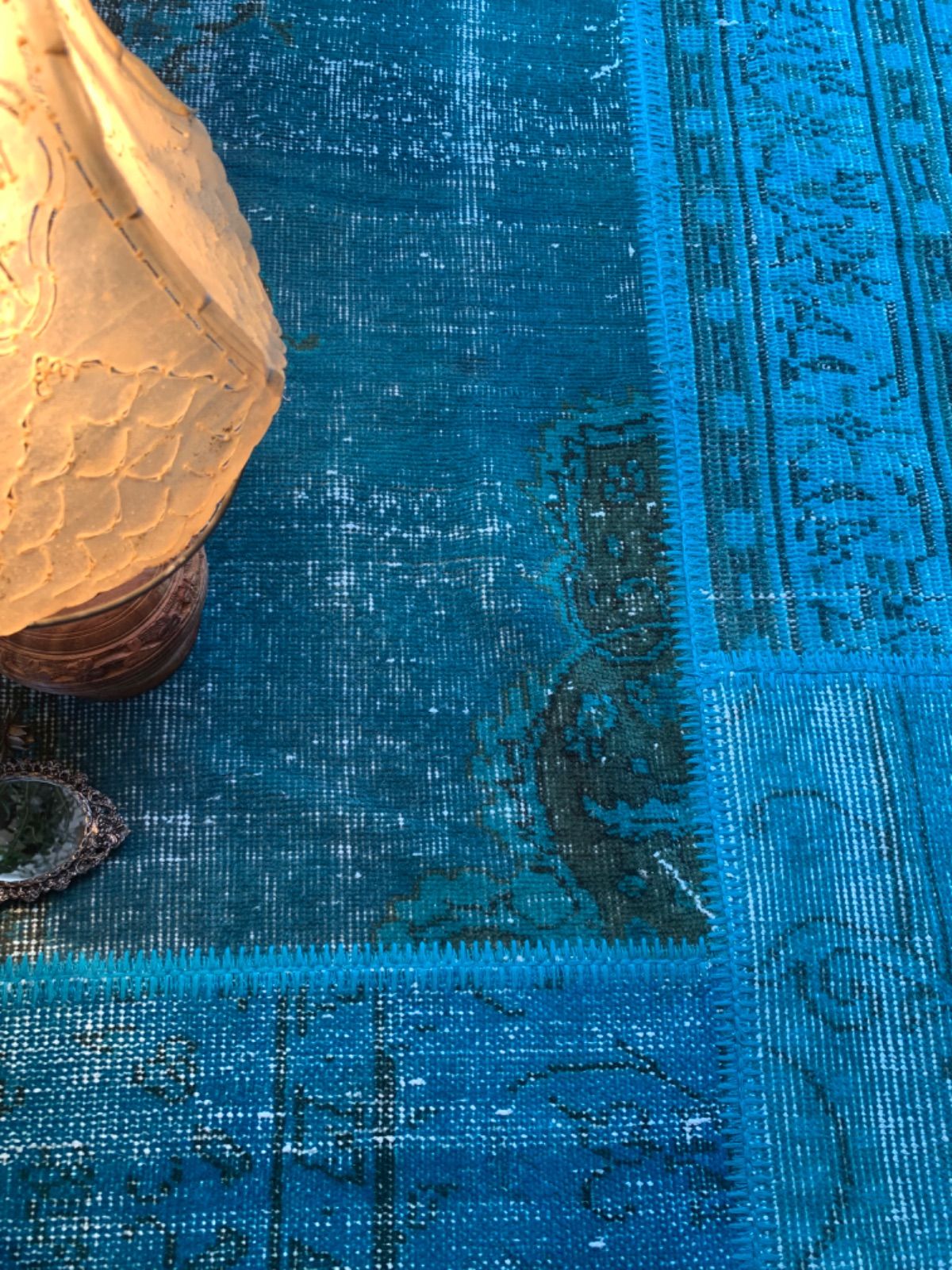 ヴィンテージ超大判パッチワークデザインラグ オーバーダイトルコ