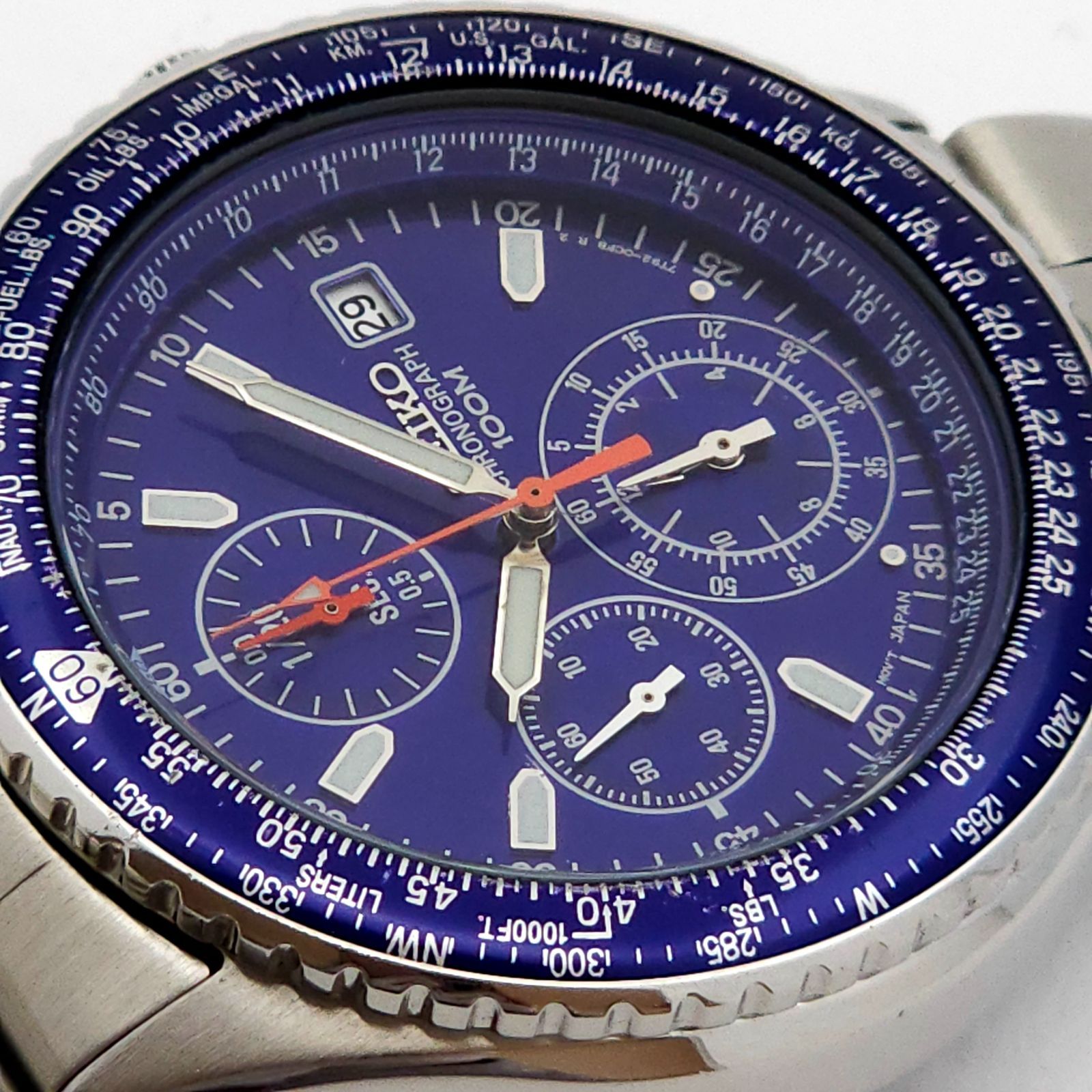 SEIKO セイコー クロノグラフ 7T92-0CF0 QZ 動作品 青 - メルカリ