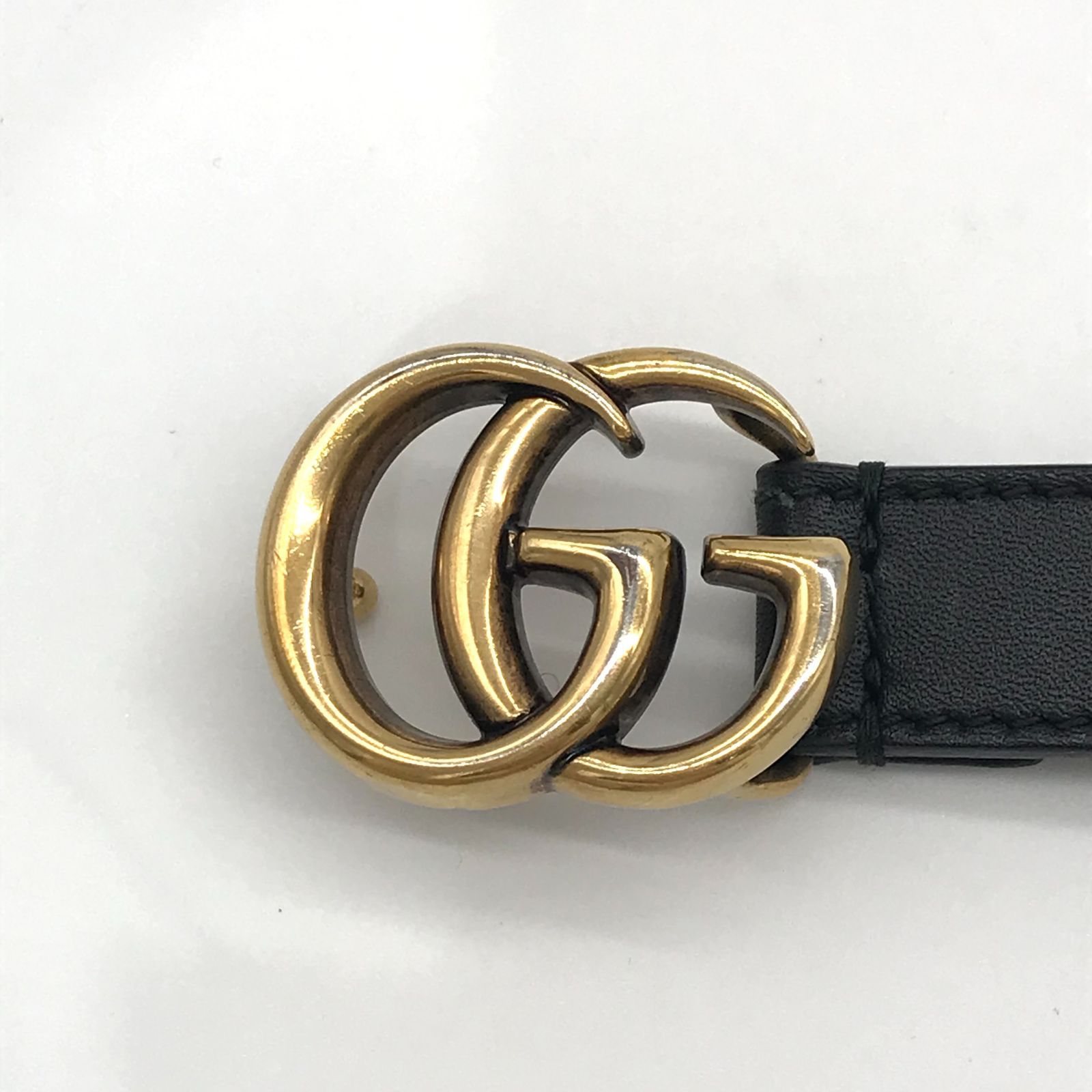 ▽GUCCI/グッチ 409417 GGマーモント ダブルバックルベルト ブラック