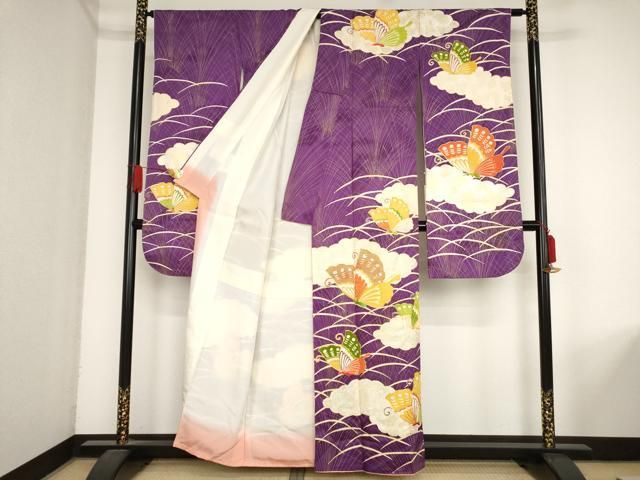 平和屋着物□豪華振袖 駒刺繡 雲取り蝶文 金銀彩 正絹 逸品 AAAN7772bw - メルカリ