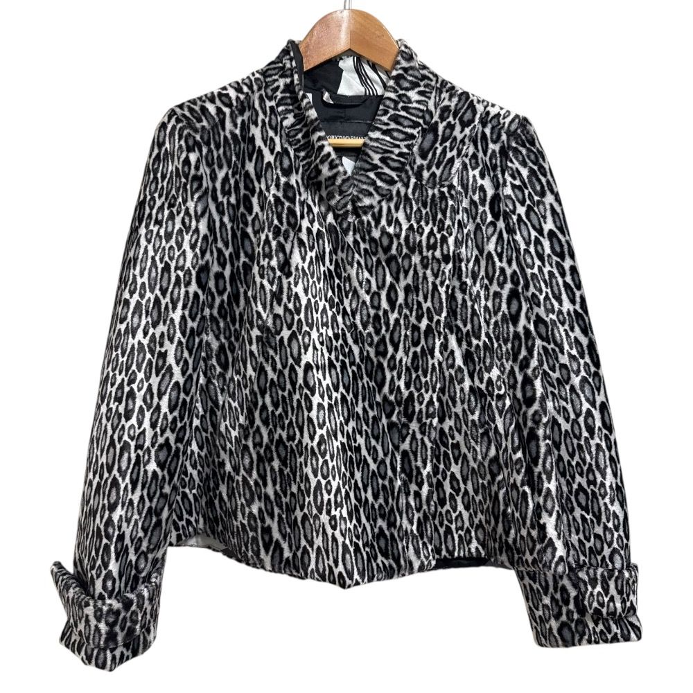 EMPORIO ARMANI エンポリオアルマーニ レオパード柄 フェイクファージャケット 36 グレー系 レディース 古着