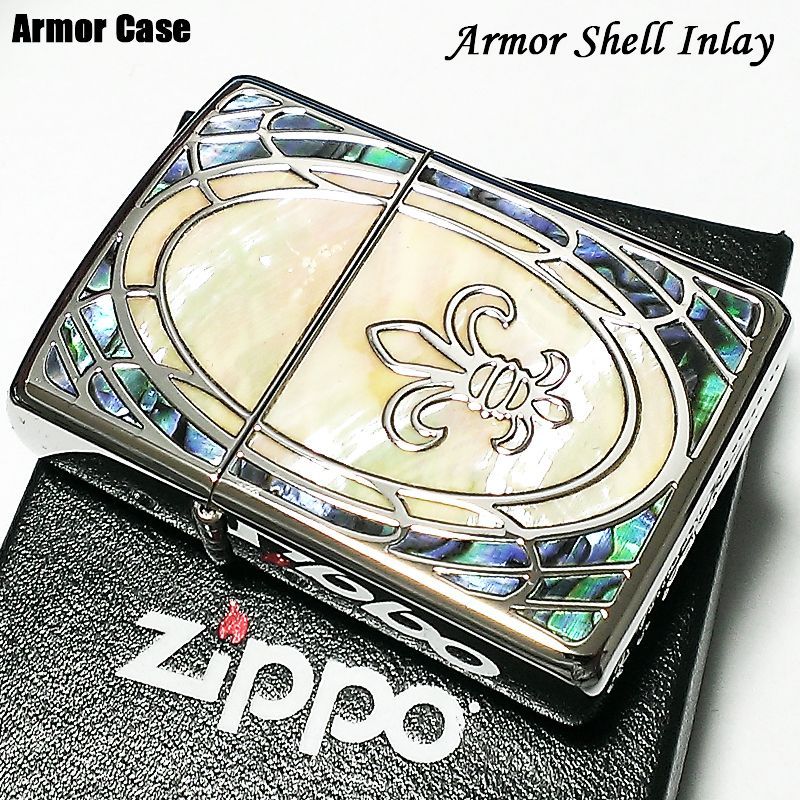 ZIPPO アーマー 重厚 リリー 天然貝象嵌 シェルインレイ ジッポ ZIPPO アーマー 重厚 リリー 天然貝象嵌 シェルインレイ ジッポ