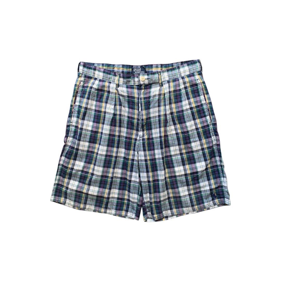 Polo by Ralph Lauren 2tuck plaid shorts made in USA from impoted fabric