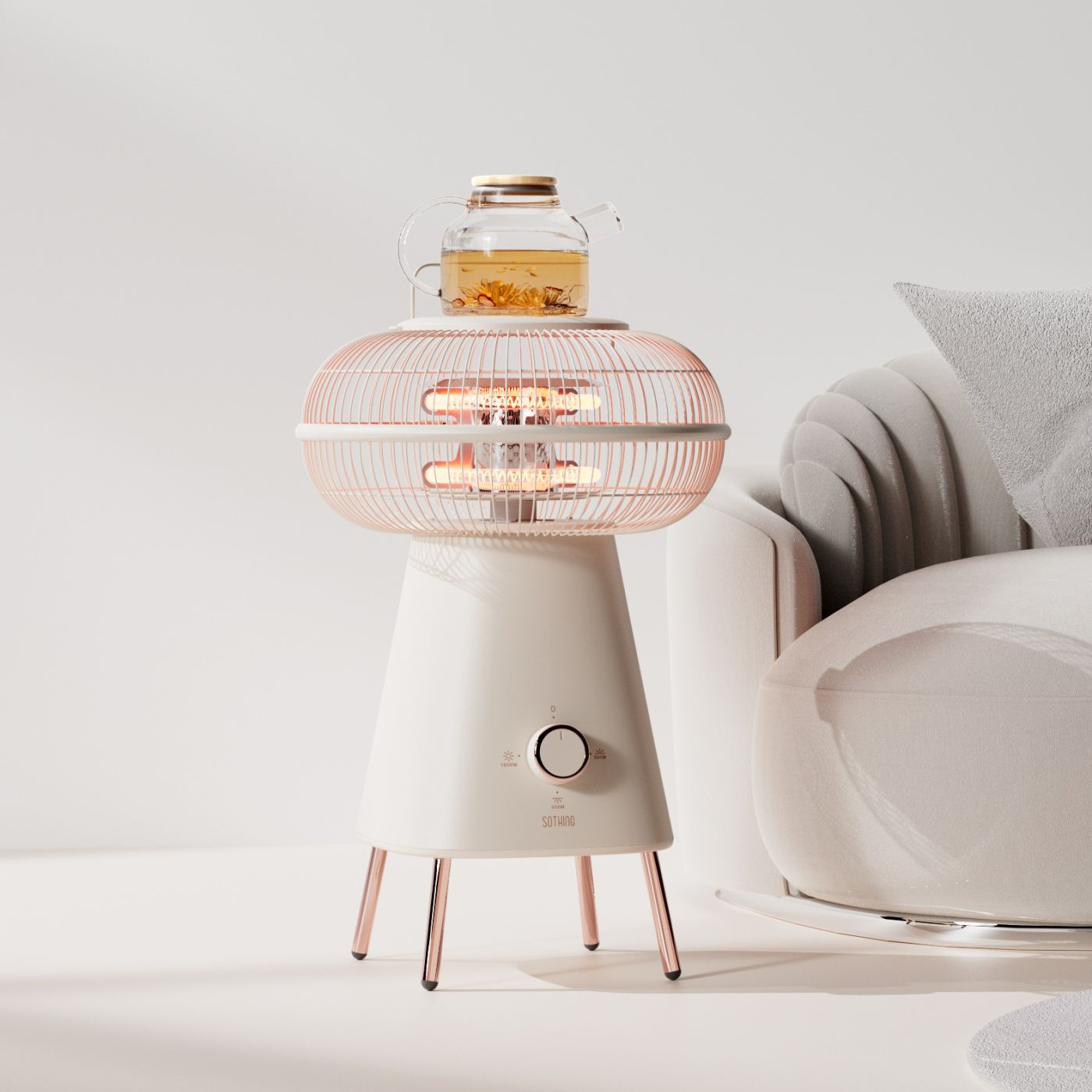 SOTHING小太陽暖房機-園幾 ストーブ 電気ストーブ 暖房器具 省エネ 5秒速暖 360°暖房 電気ヒーター 小型 転倒オフ 安全 ビンテージ風 脱衣所 トイレ 寝室 オフィス 電気ストーブ 小型足元ヒーター 持ち運び暖房器具 知能恒温 過熱保護