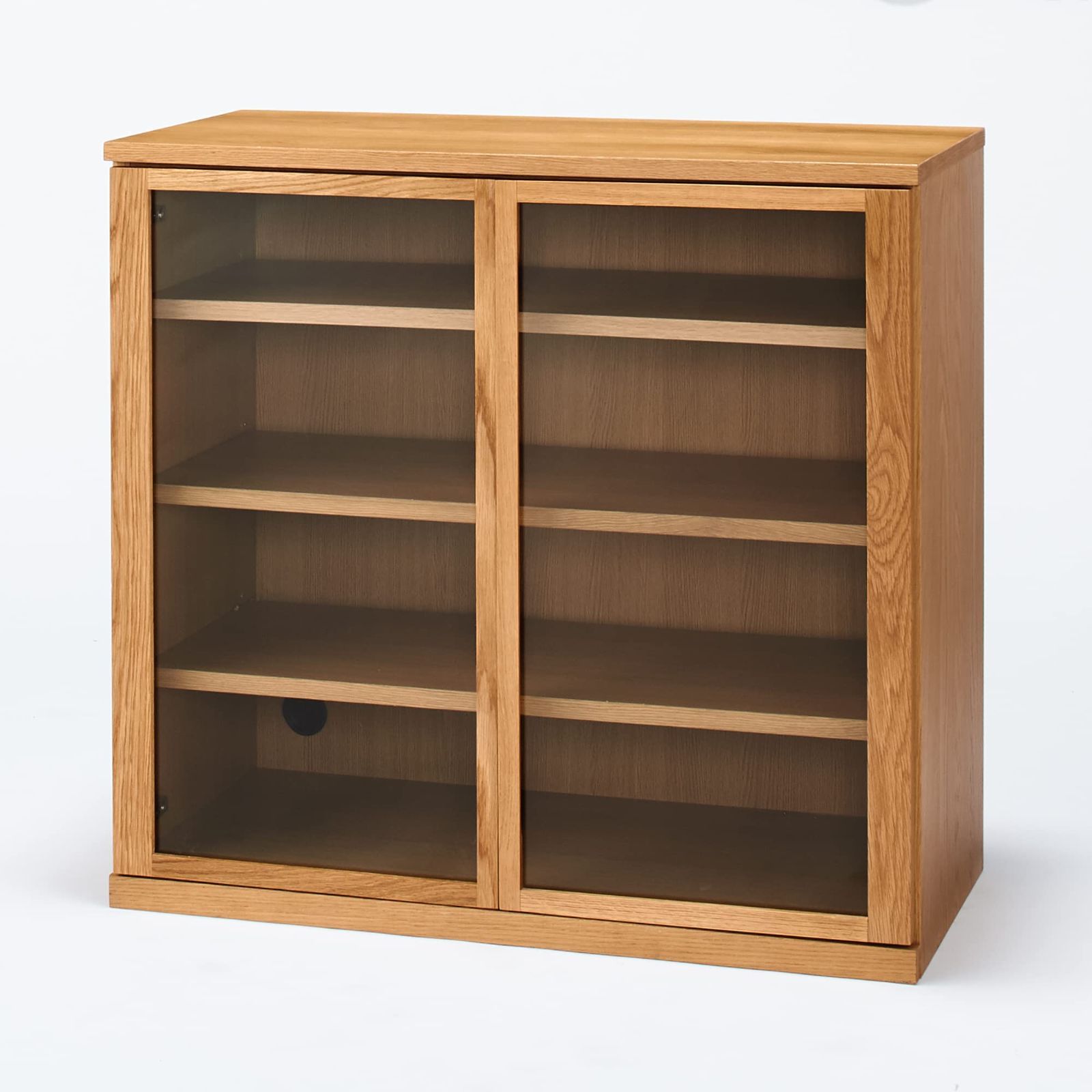 新着商品 幅88×奥行44×高さ83cm ガラス扉 木製キャビネット オーク材突板 無印 12851479