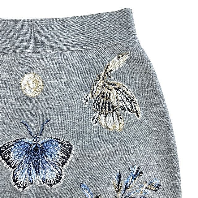 アレキサンダーマックイーン 445436 ロング ニット スカート タイトスカート ウール シルク グレー Alexander McQueen サイズ S