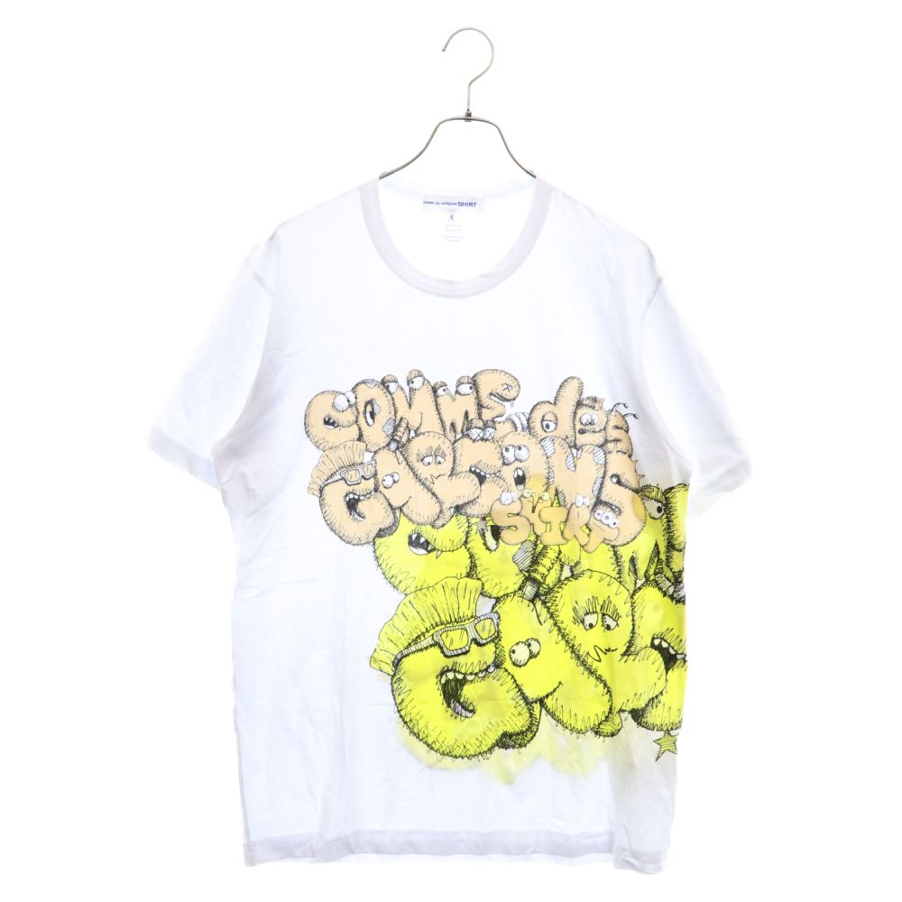 COMME des GARCONS SHIRT (コムデギャルソンシャツ) 21AW ×KAWS カウズ ロゴ プリント 半袖 クルーネック Tシャツ ホワイト FH-T005