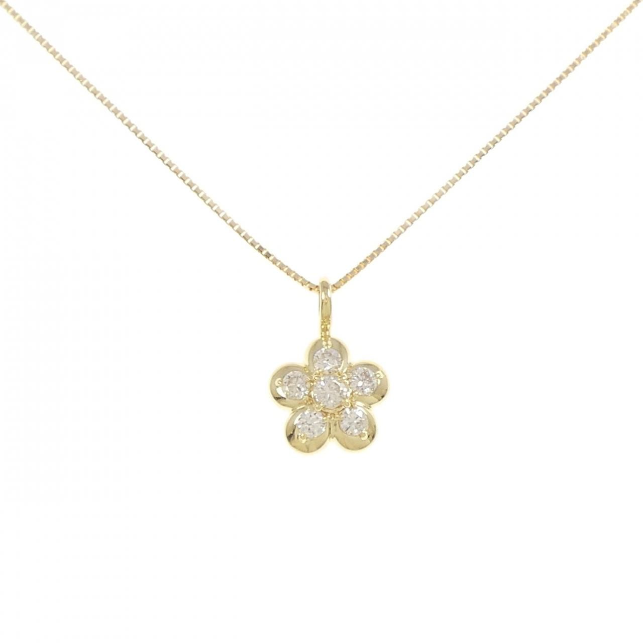 K18YG フラワー ダイヤモンド ネックレス 0.30CT