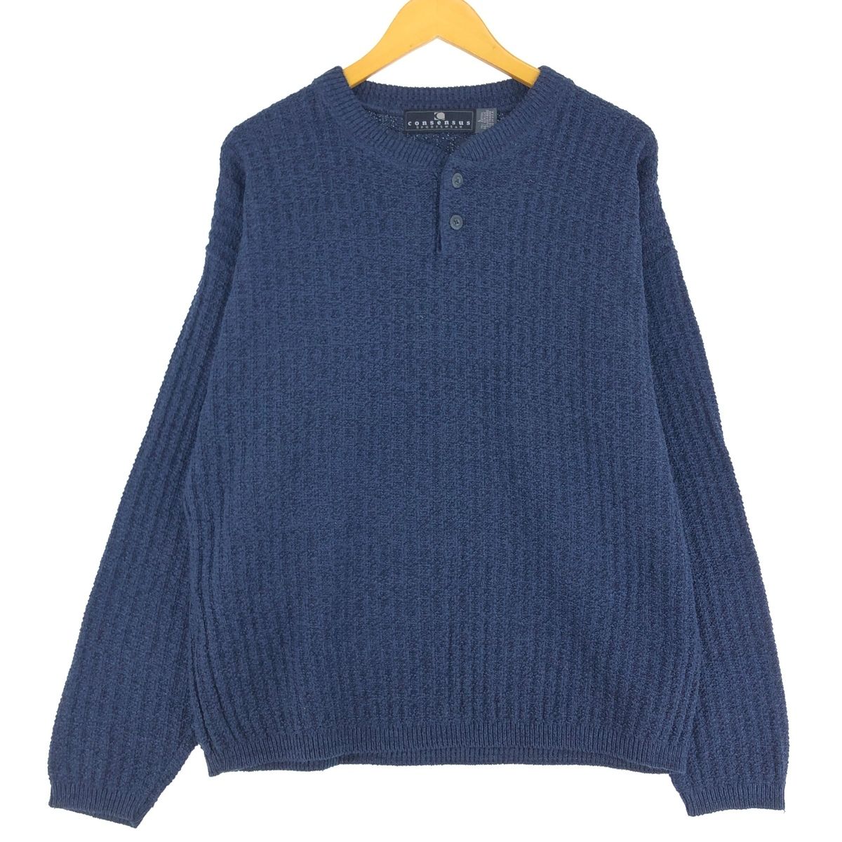 古着 consensus SPORTSWEAR リブ編み ヘンリーネック コットンニットセーター USA製 メンズL相当/eaa479181