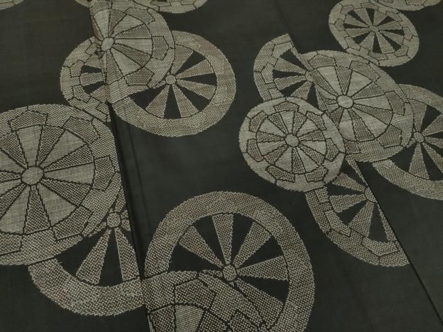 平和屋着物○都喜ヱ門 本場大島紬 7マルキ 地空 源氏車 藤絹織物謹製  