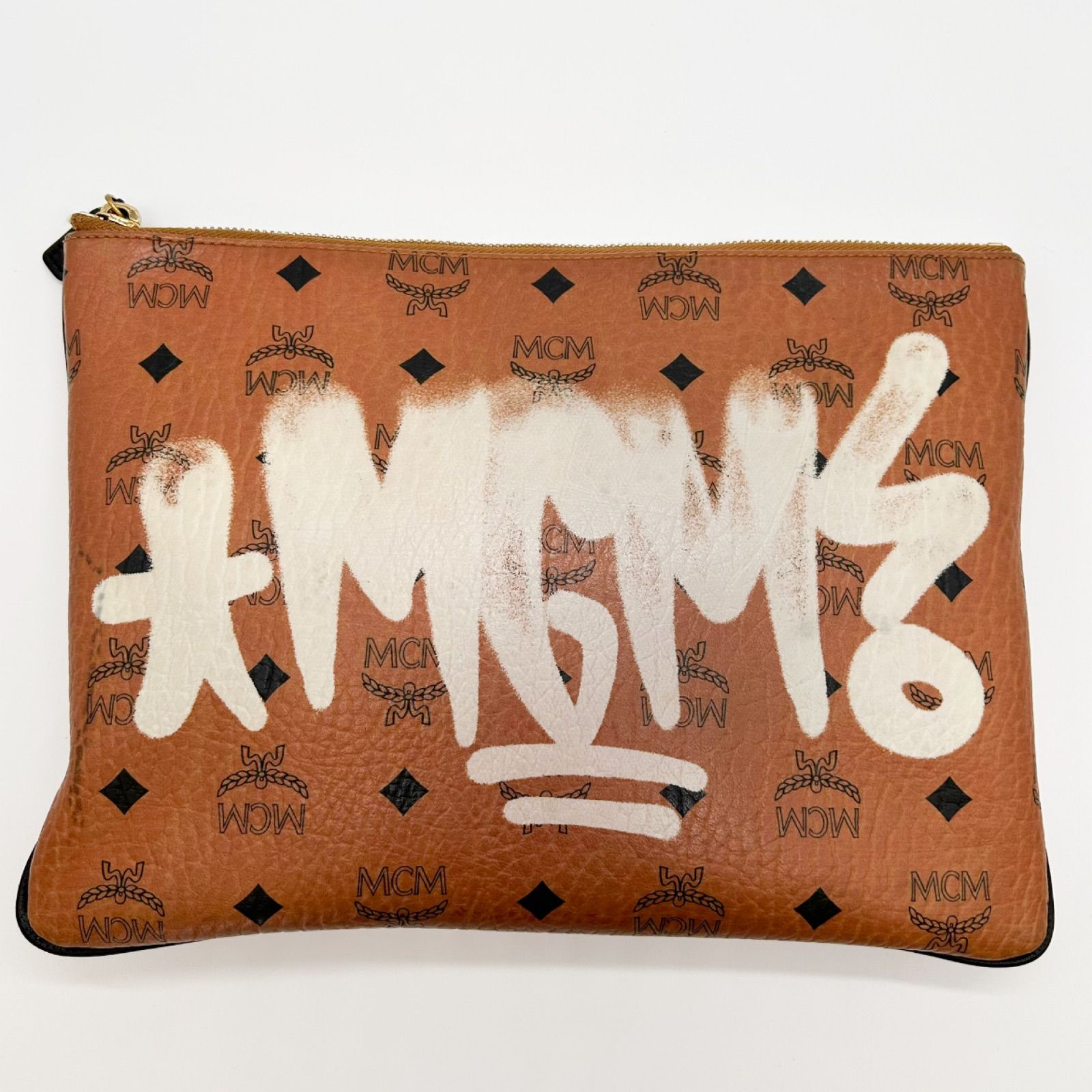 MCM エムシーエム クラッチバッグ ヴィセトス キャメル ロゴ