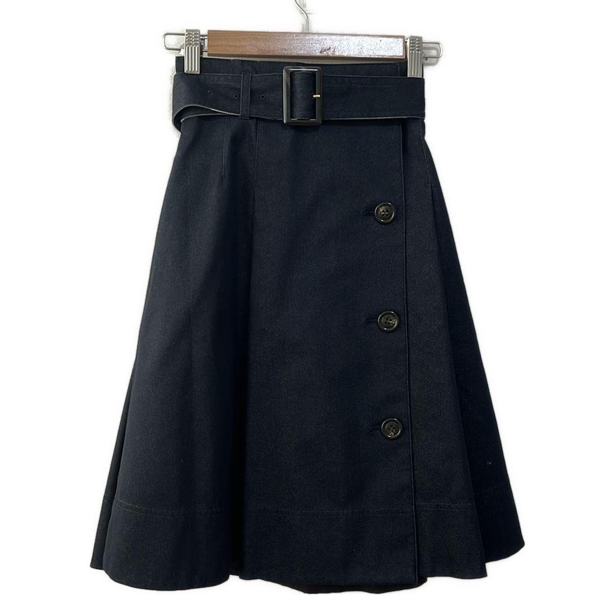 BLUE LABEL CRESTBRIDGE ブルーレーベルクレストブリッジ 巻きスカート サイズ36 S レディース - ダークネイビー ひざ丈