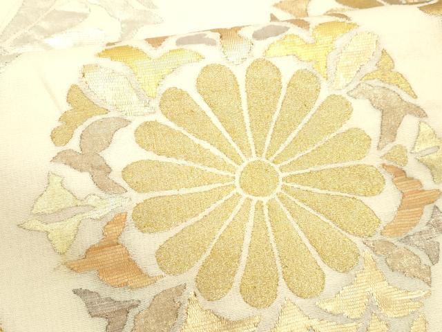 平和屋着物＊夏物　アンティーク　大正ロマン　丸帯　引き抜き帯　花鳥文　銀糸　正絹　逸品　DAAY8134cm 平和屋着物＊夏物 アンティーク 大正ロマン 丸帯 引き抜き帯 花鳥文