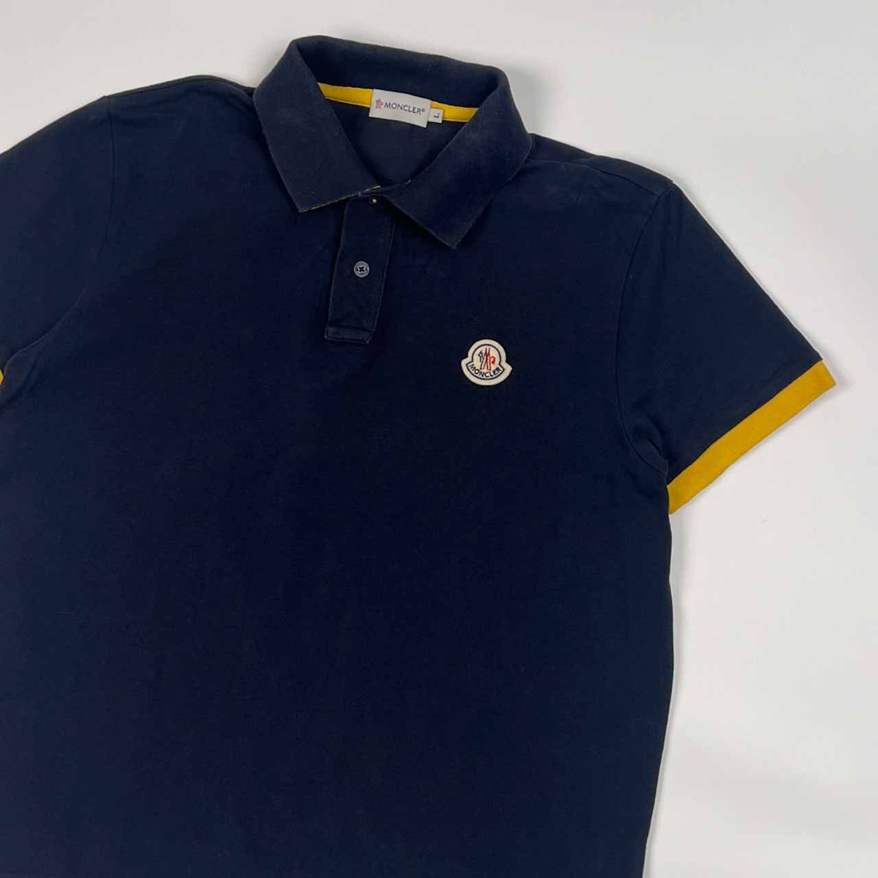 モンクレール 半袖ポロシャツ ダークネイビー L レアモデル袖レタリング】 MONCLER モンクレール半袖ポロシャツ