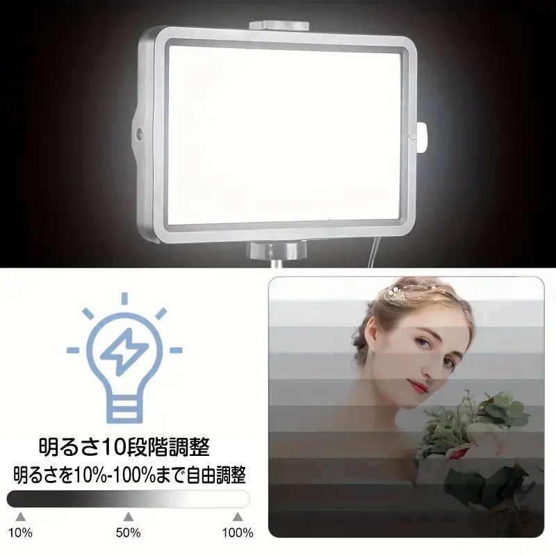 多機能LED撮影用ライト 2ケセット 撮影用ライト 15cm×10cm USB充電式