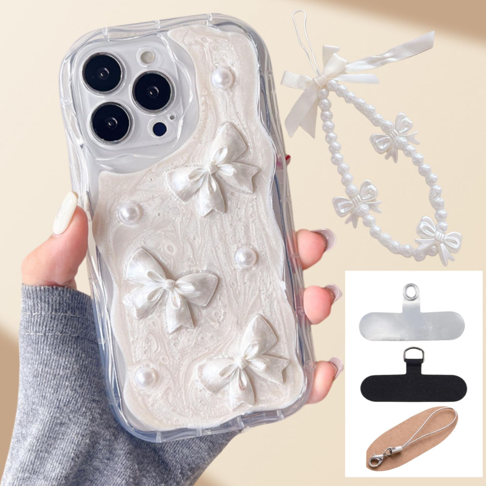 【在庫処分】15plus 16proケース 15promax アイフォン14ケース iphone16 レディース シェル風 韓国 リボン飾り パール キラキラ パール かわいい アイフォン16ケース おしゃれ 透明 オシャレ クリア カ