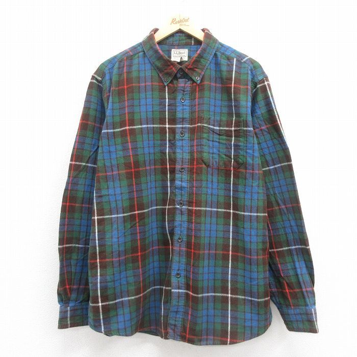00s エルエルビーン　長袖　ネルシャツ　チェック　メンズs 古着　赤　綿 L.L.Bean - 00s エルエルビーン 長袖 ネルシャツ チェック