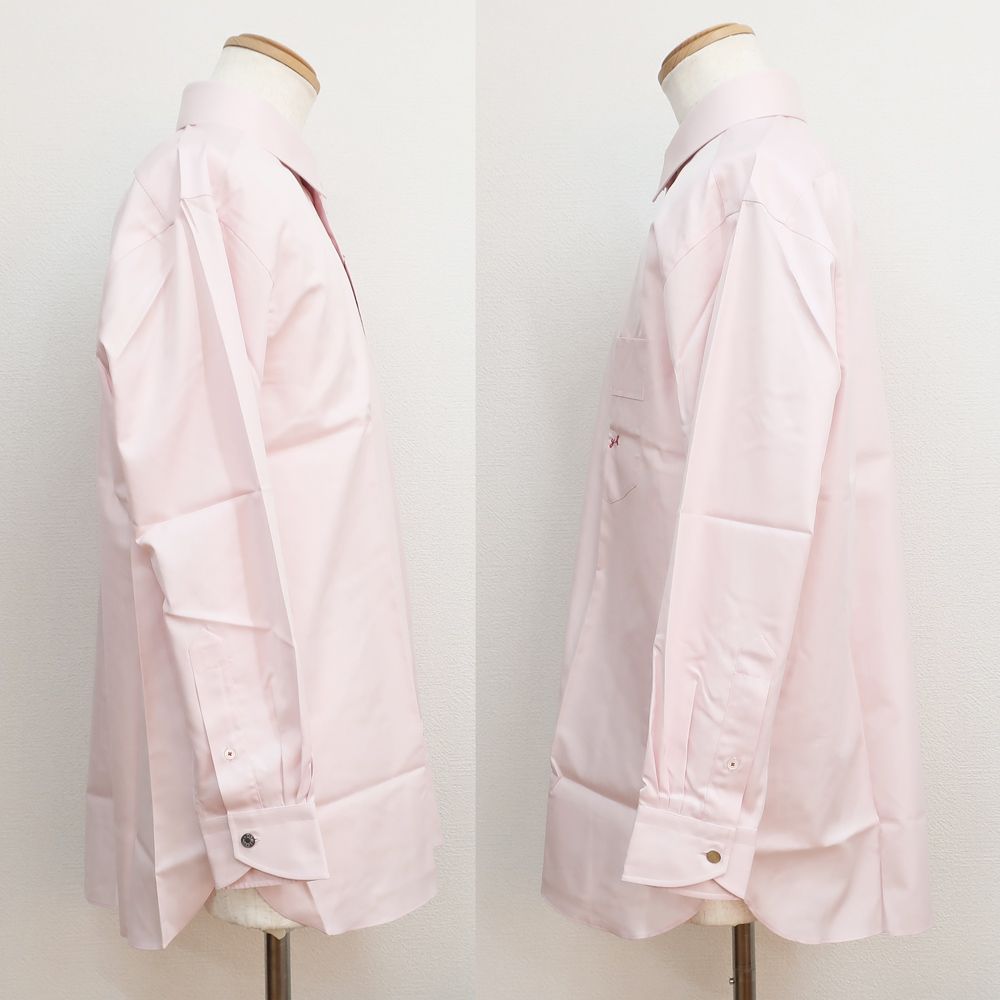 天白】【HERMES】エルメス セリエ ボタンシャツ ピンク シルバー