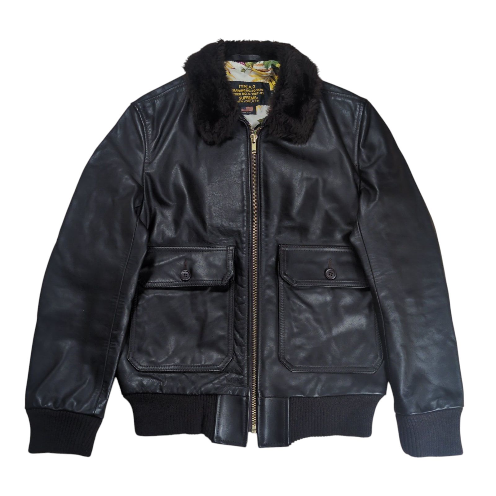 ド*劇様 SUPREME TYPE A-2 ブラックレザージャケット Supreme×Schott