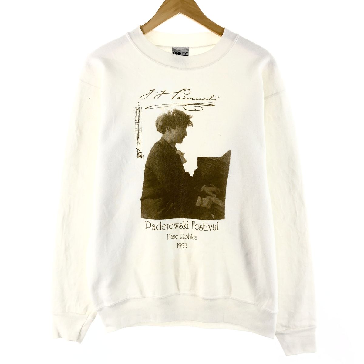 90s  USA製ONEITAオニータ古着長袖プリントTシャツXXLホワイト 古着 90年代 オニータ ONEITA SUPER HEAVY WEIGHT 無地Tシャツ USA製