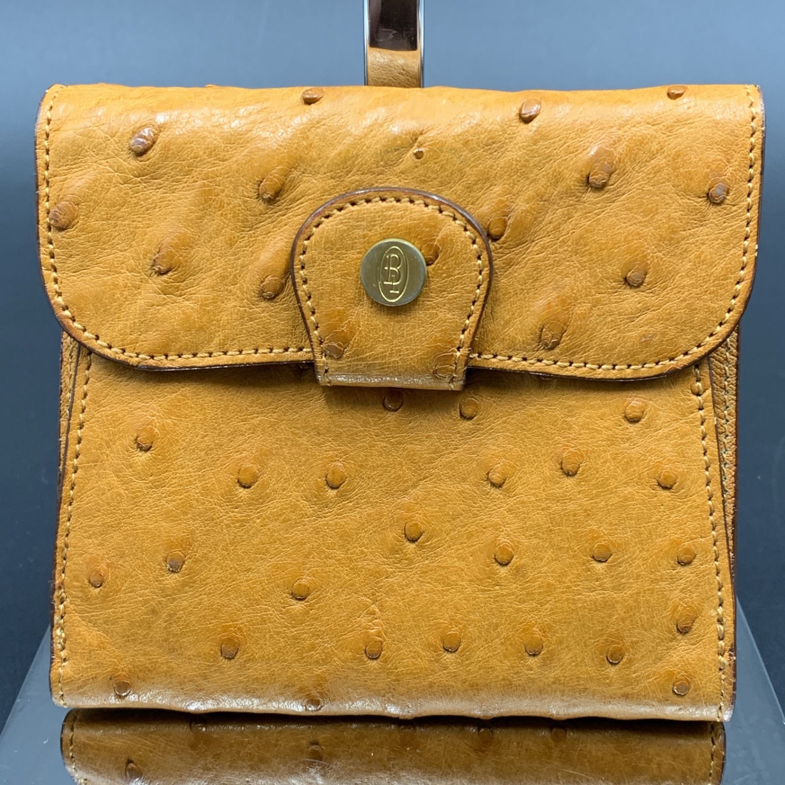 65 良品 Bag Liore バグリオ オーストリッチ ダチョウ革 本革 二