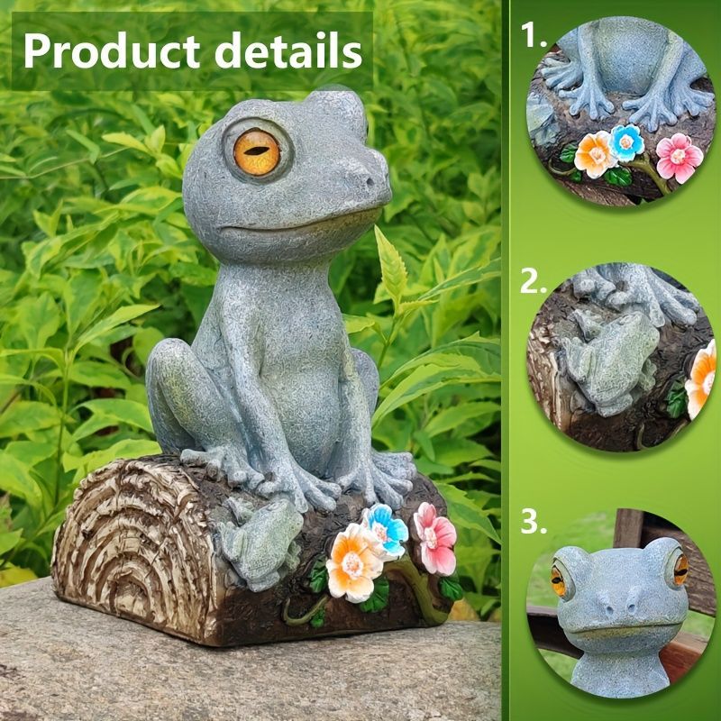 置物 オブジェ ガーデンオーナメント 丸太の上に乗っているカエル かえる グレー 屋外 屋内 室内 インテリア 玄関 リビング ダイニング 装飾 庭 ガーデニング 装飾 ガーデン 樹脂 可愛い ギフト インテリア用品 贈り物 雑貨 バルコニー