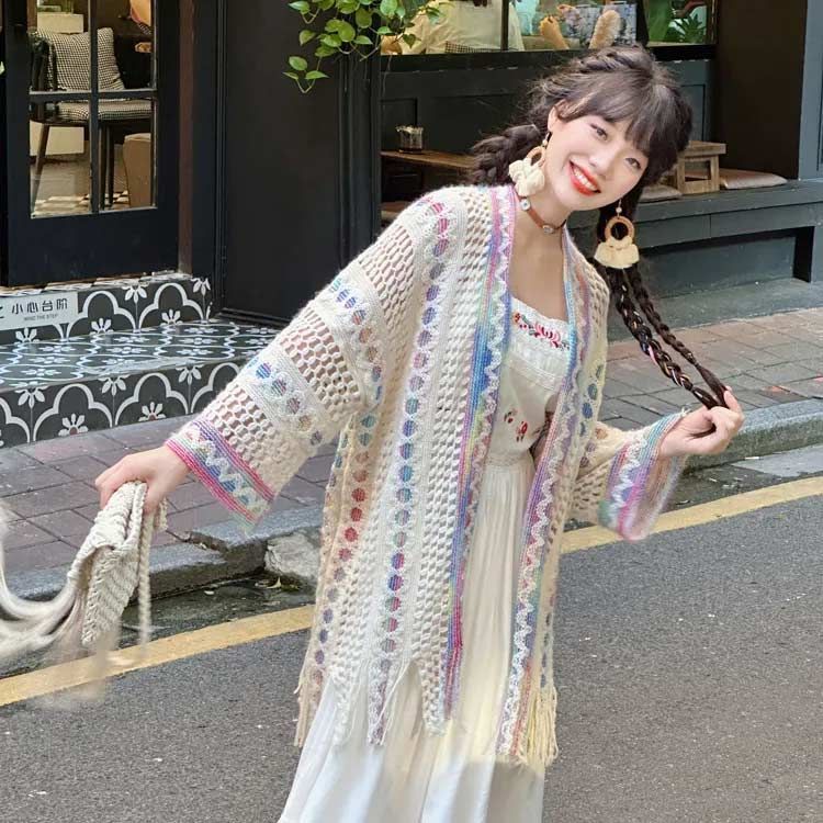 羽織 ロングカーディガン レディース ニットカーディガン 透かし 羽織 ロングカーディガン レディース ニットカーディガン 透かし