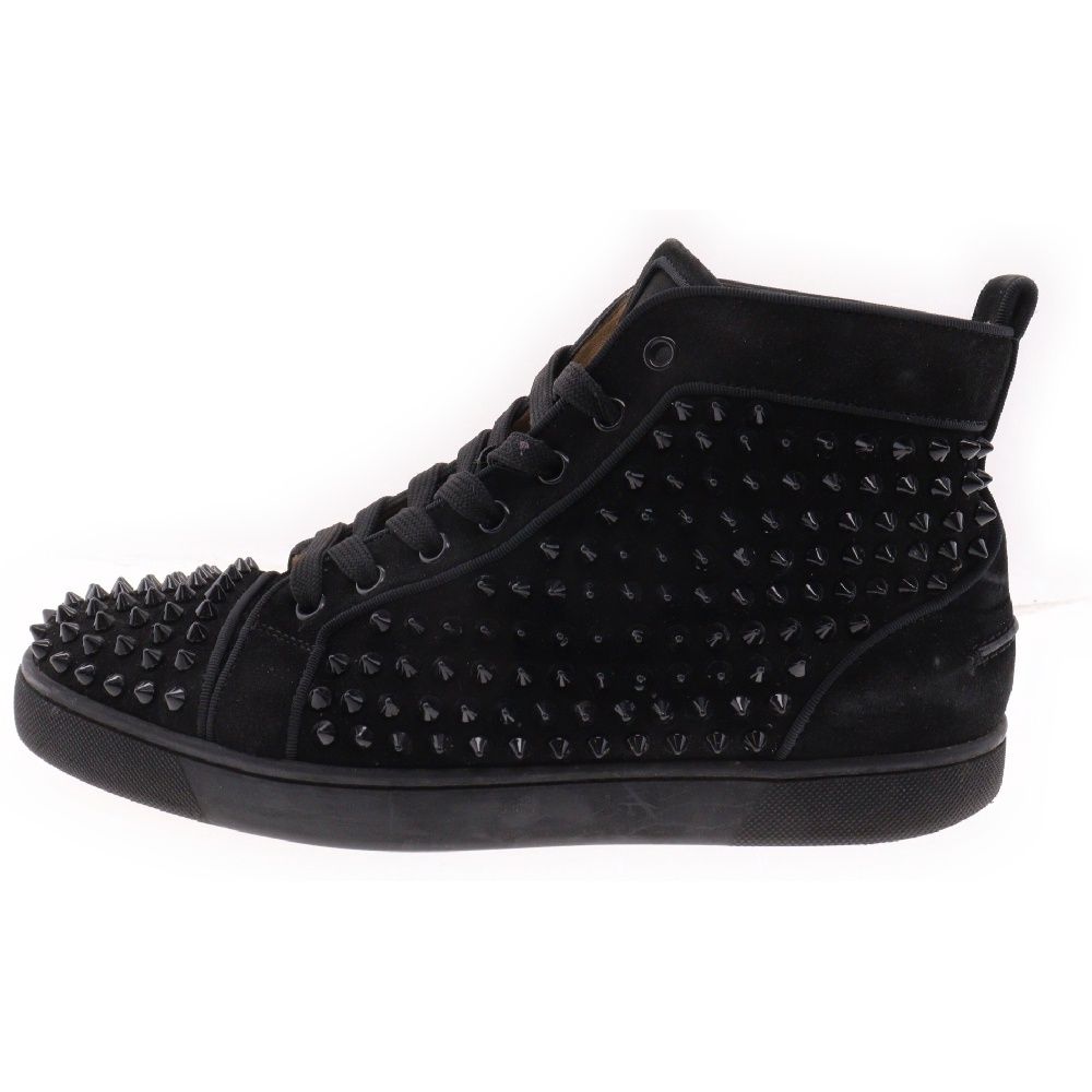 CHRISTIAN LOUBOUTIN (クリスチャンルブタン) スパイクスタッズ付き スウェード レザー ハイカット スニーカー ブラック