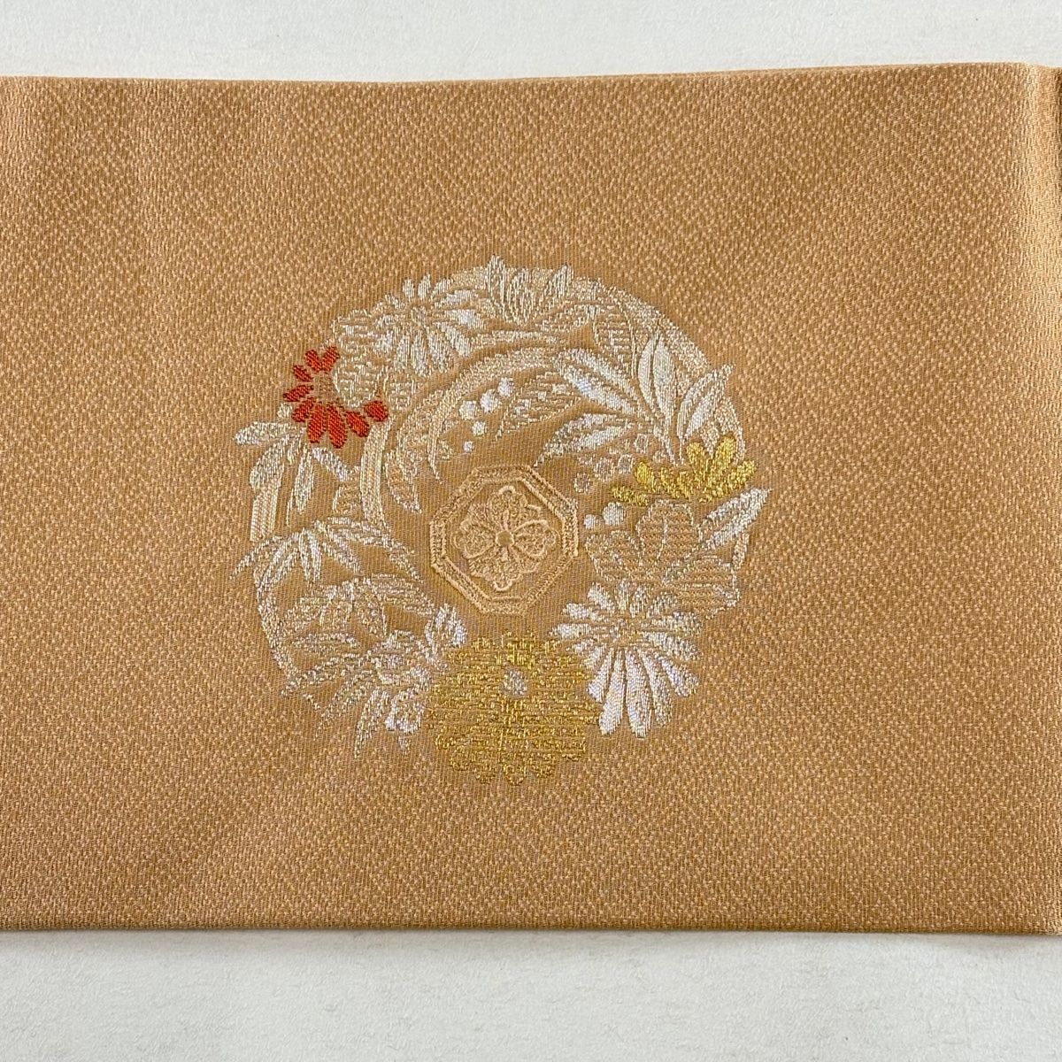 409mn28◇変わり花菱 変わり格子金糸 銀糸 名古屋帯◇美品 409mn28◇変わり花菱 変わり格子金糸 銀糸 名古屋帯◇美品