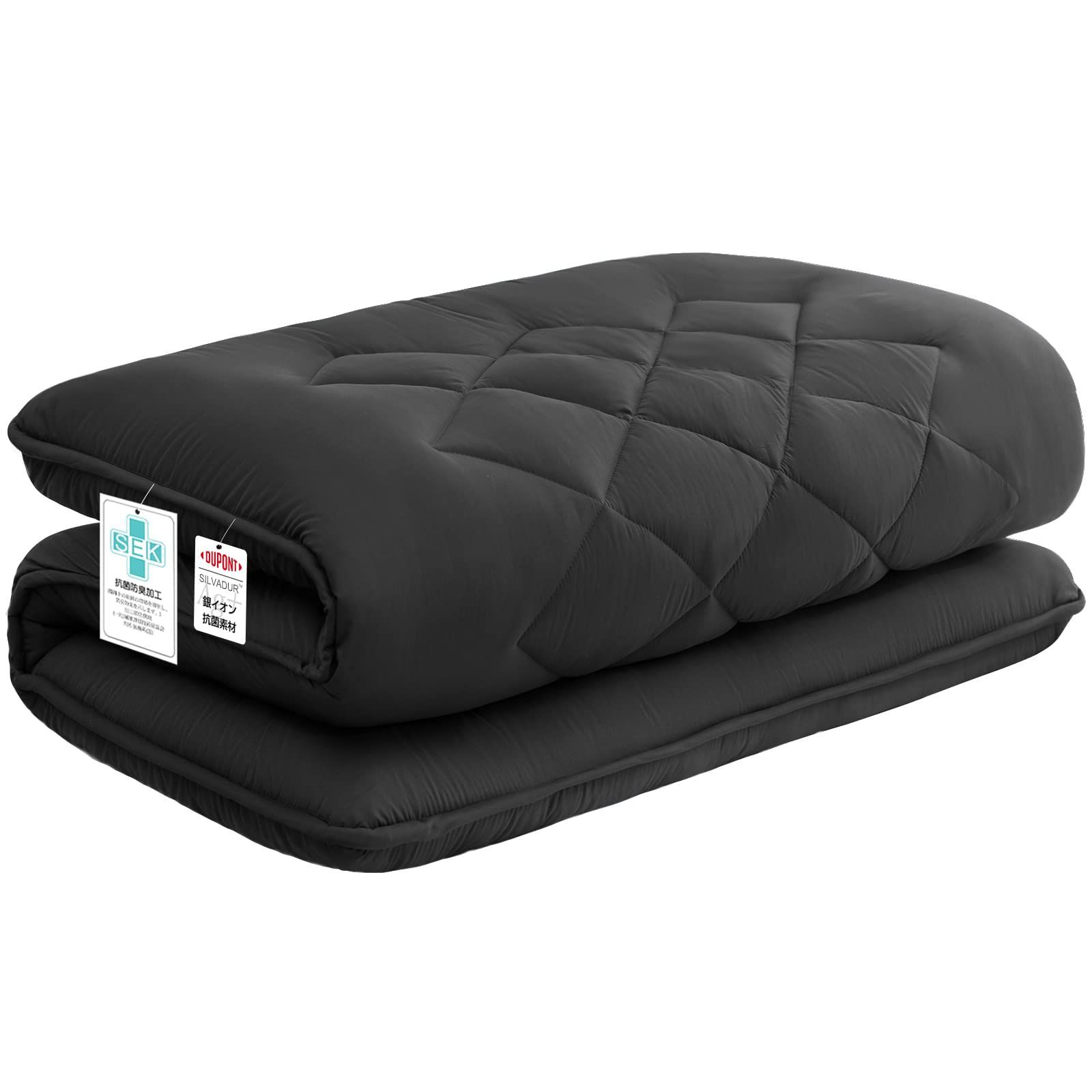 敷き布団 厚10cm 三層構造 シングル TEIJIN マイティトップ中綿使用 抗菌 防臭 防カビ 防ダニ 吸汗 速乾 厚め しっかり支える 三つ折り ホコリが出にくい ピーチスキン加工 やわらかな肌触り 圧縮なしタイプ 厚 100×210cmブ