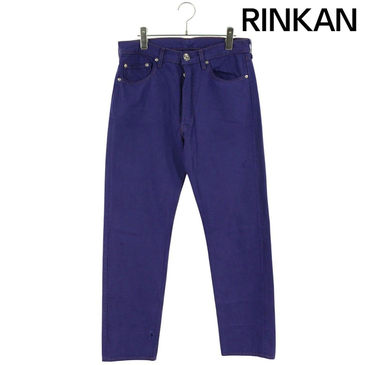 クロムハーツ  U VNTG JEAN BLK/RED TAB クロスボールボタンウォッシュドデニムパンツ メンズ 31インチ