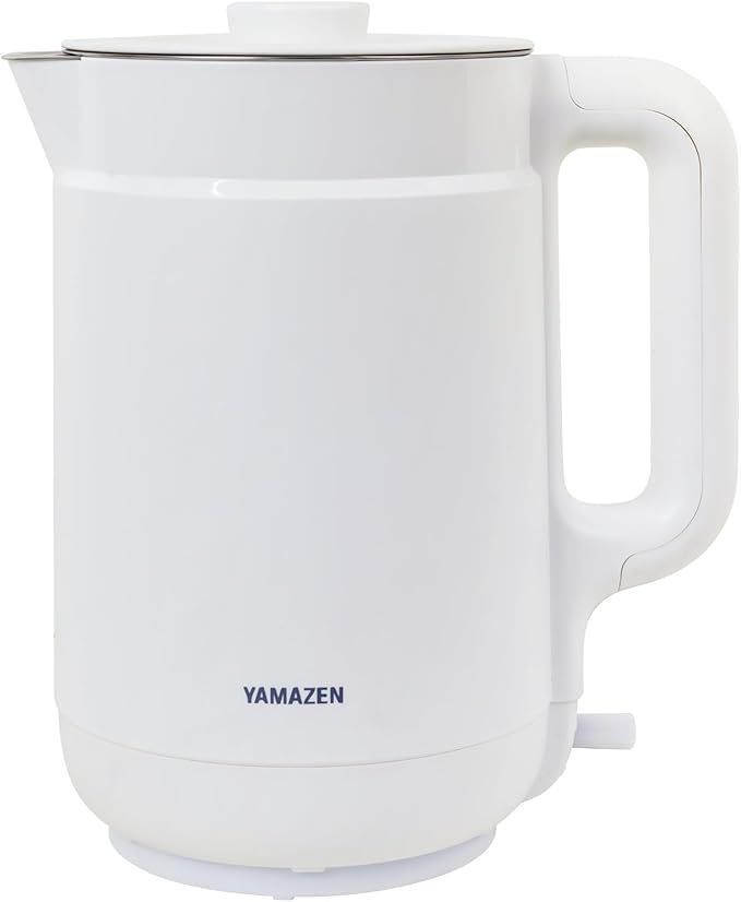 山善 電気ケトル 電気ポット 1.5L 大容量 一人暮らし 二人暮らし 自動電源OFF 空焚き防止機能 ふた取り外し可 ワンタッチ操作 2重構造 ホワイト YKPA-1215 W
