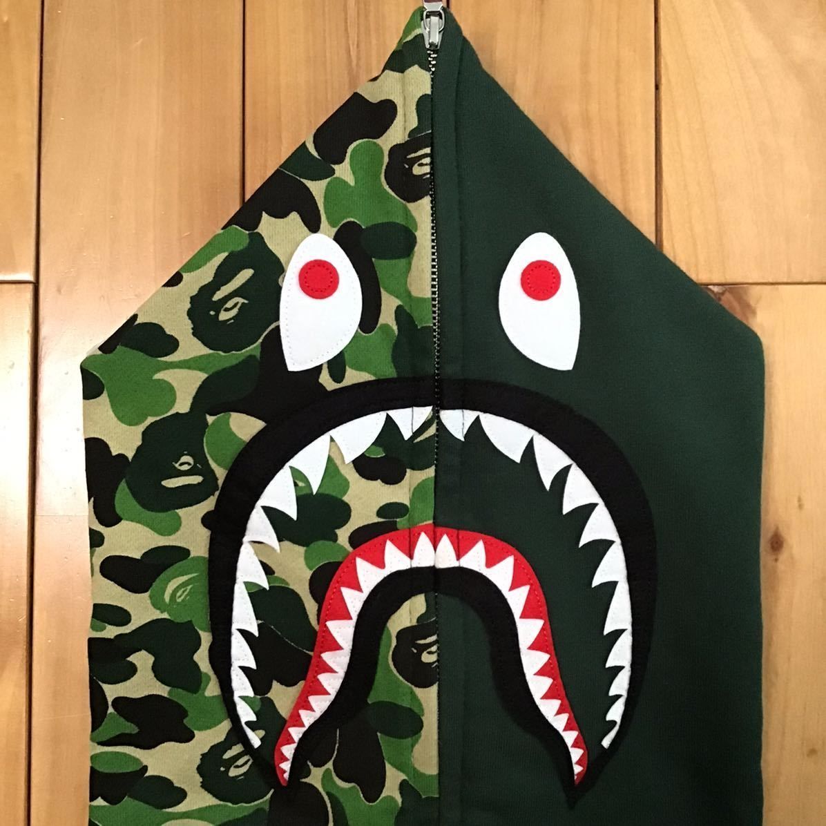 ☆2XL☆ ABC camo green シャーク パーカー shark full zip hoodie a