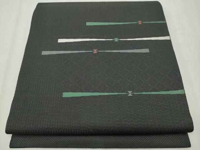 平和屋着物○本場筑前博多織 八寸名古屋帯 吉祥文 黒地 正絹