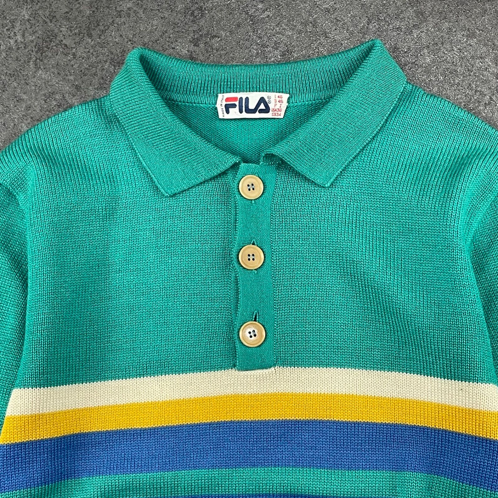 イタリア製 80s 90s Vintage FILA Wool L/S Polo Knit オールド フィラ 