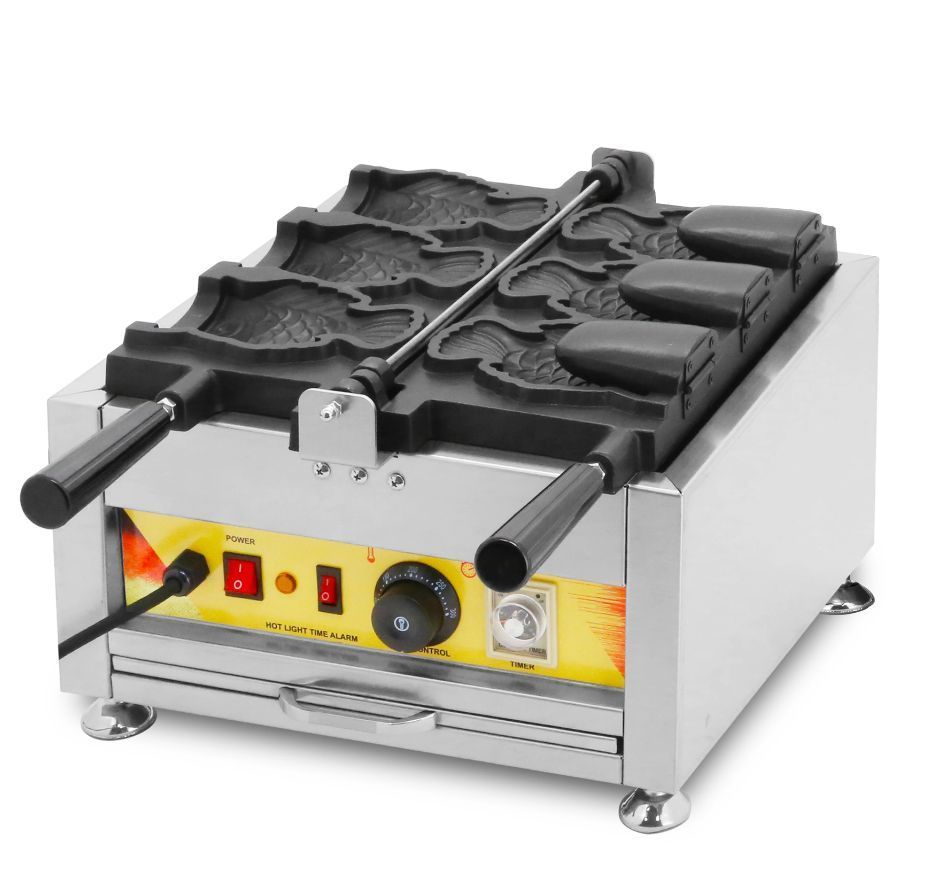 商業3個日本openning口魚アイスクリームたいやき機魚の形たいやきアイスクリームwafflerケーキ製造機