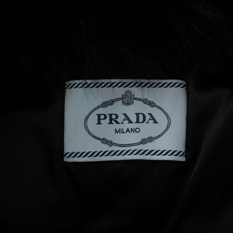 プラダ PRADA ダウンジャケット ブルーフォックスファー 毛皮 レザ ー 