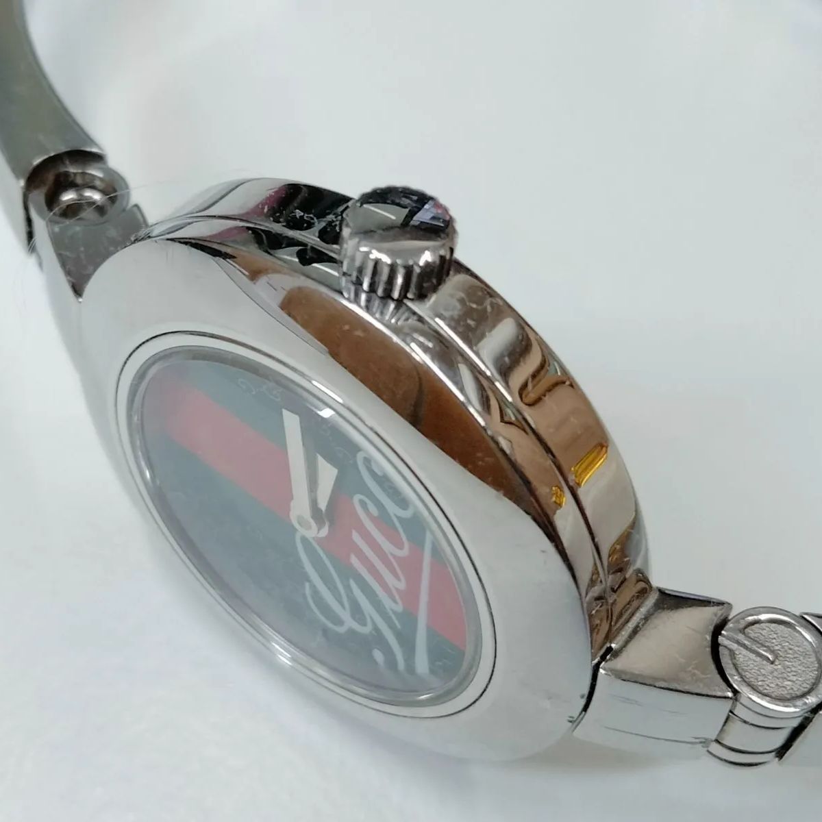 訳あり 希少ヴィンテージ 正常稼働】GUCCI グッチ シェリー バングル