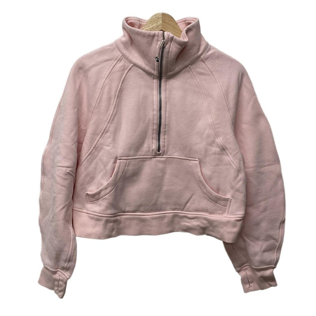 lululemon ルルレモン パーカー サイズXS|S レディース - ピンク 長袖|ジップアップ|バックロゴ刺繍|ショート丈