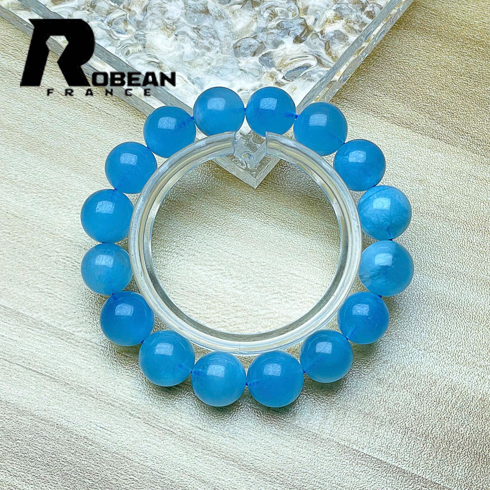 在庫切れ 逸品 EU製 定価6万円ROBEAN・ブルーグリーンアクアマリンパワーストーン ブレスレット 天然石 原石 綺麗 お守り 貴重 幸運 贈り物 ギフト プレゼント 12.5-13.1mm 1001G870